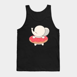 Kawaii Cute Elephant With Donut Tank Top